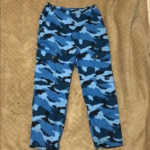 Blue Camo loose fitted high rise jeans